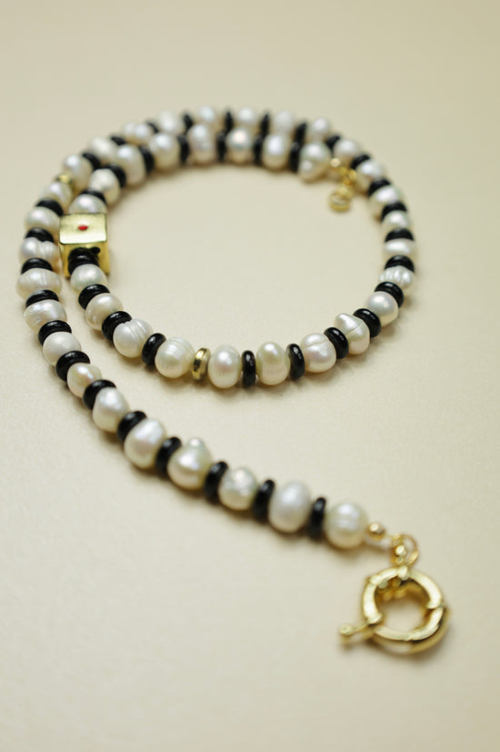 Dice Pearl beaded necklace