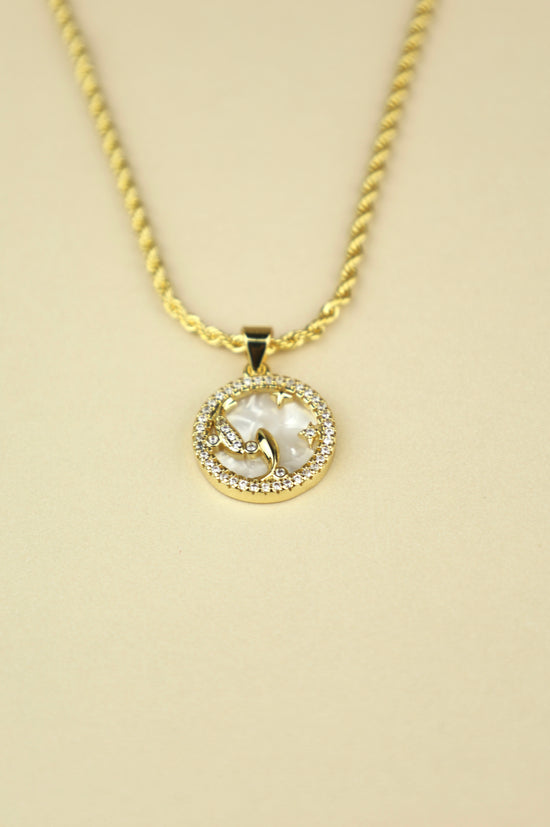 Load image into Gallery viewer, Aquarius zodiac necklace in gold
