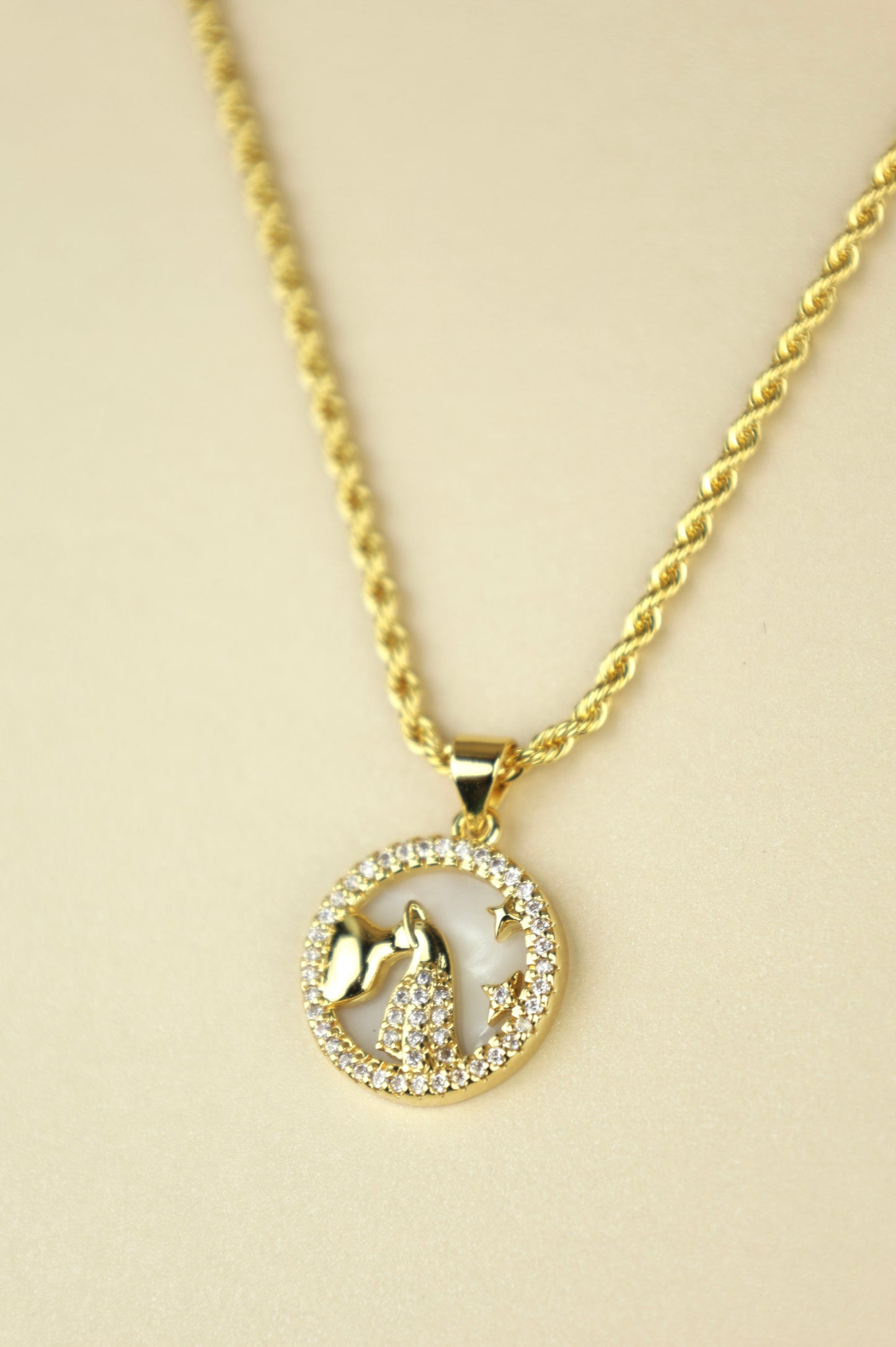 Aquarius zodiac necklace in gold