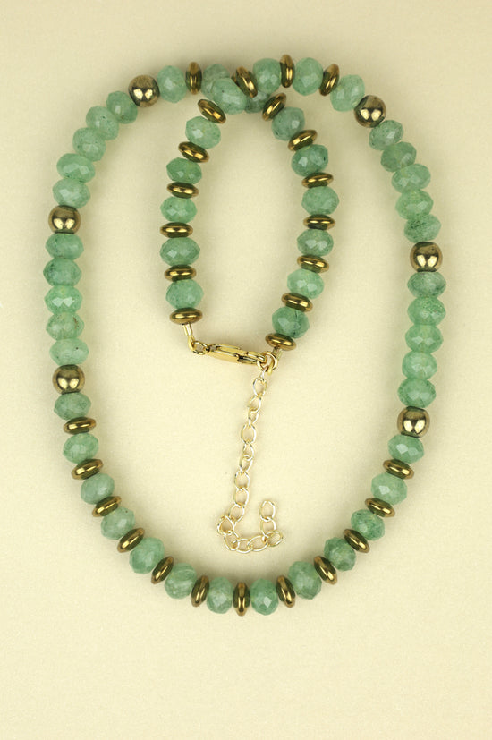 Green Fluorite crystal beaded necklace