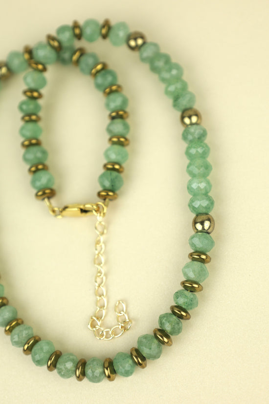 Green Fluorite crystal beaded necklace