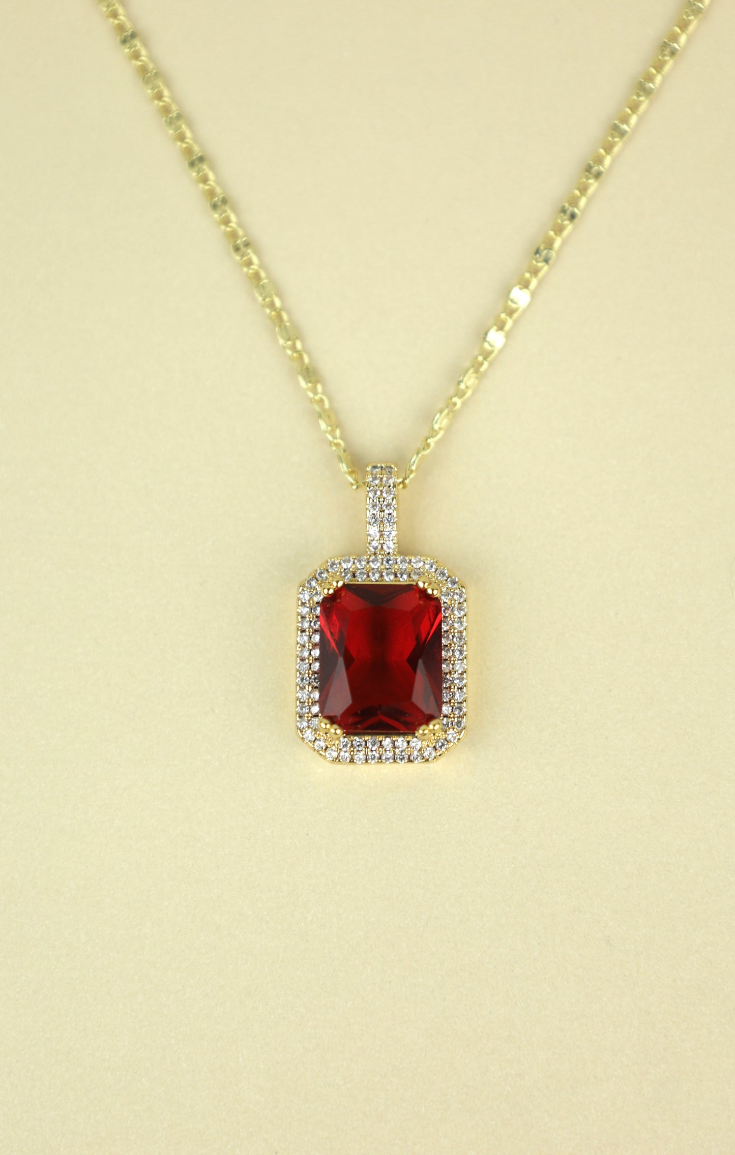 Freyja “Red emerald cut necklace”