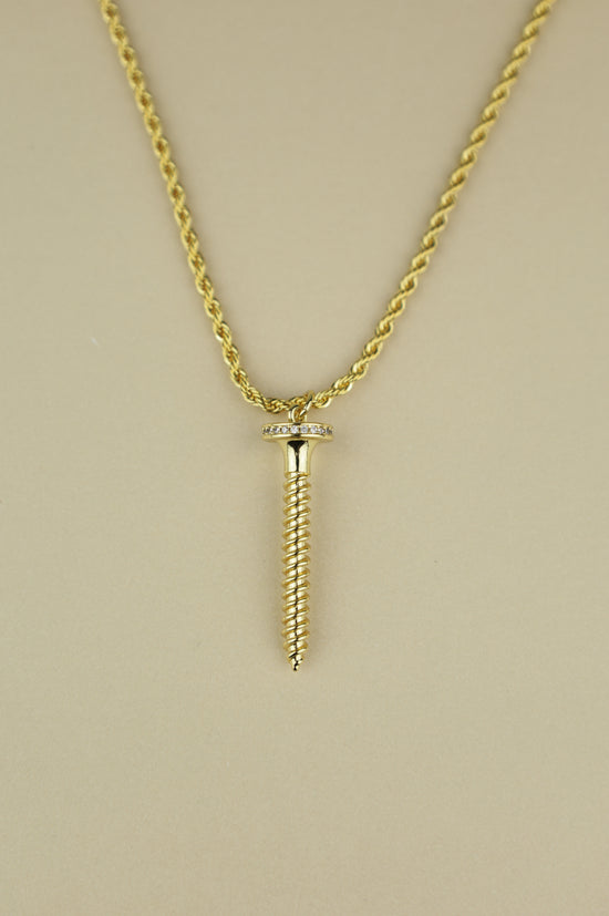 Screw necklace in gold