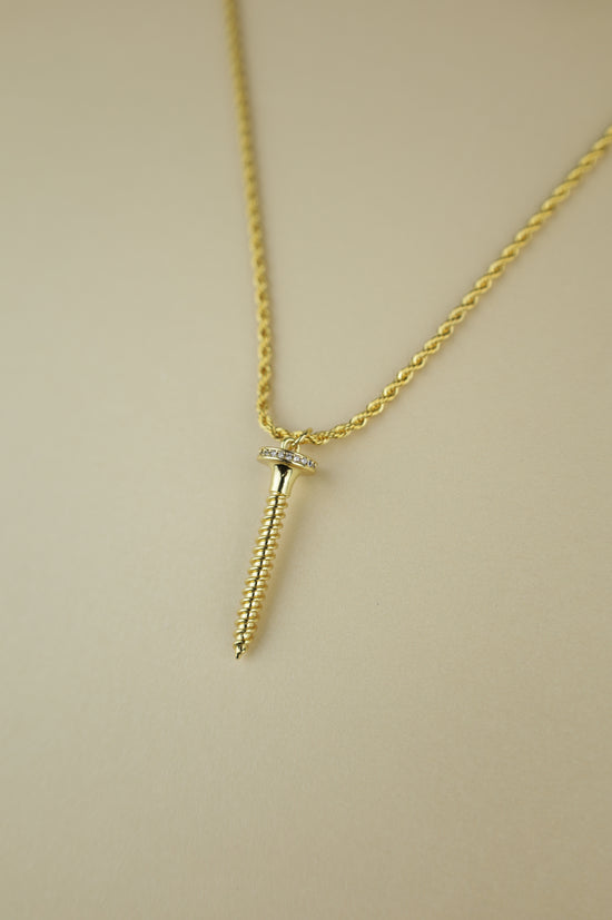 Screw necklace in gold