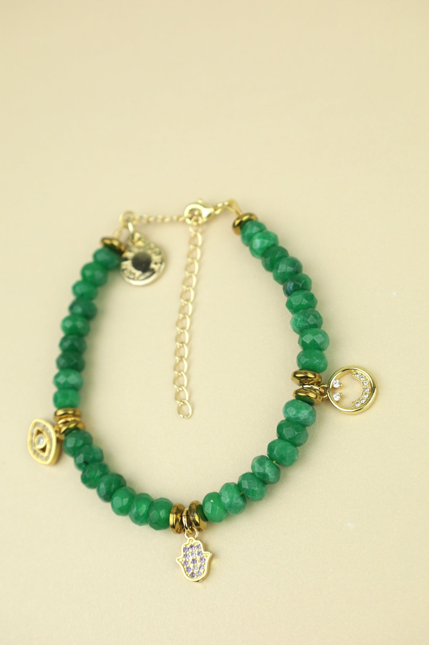 Load image into Gallery viewer, Green Agate Beaded Charm Bracelet
