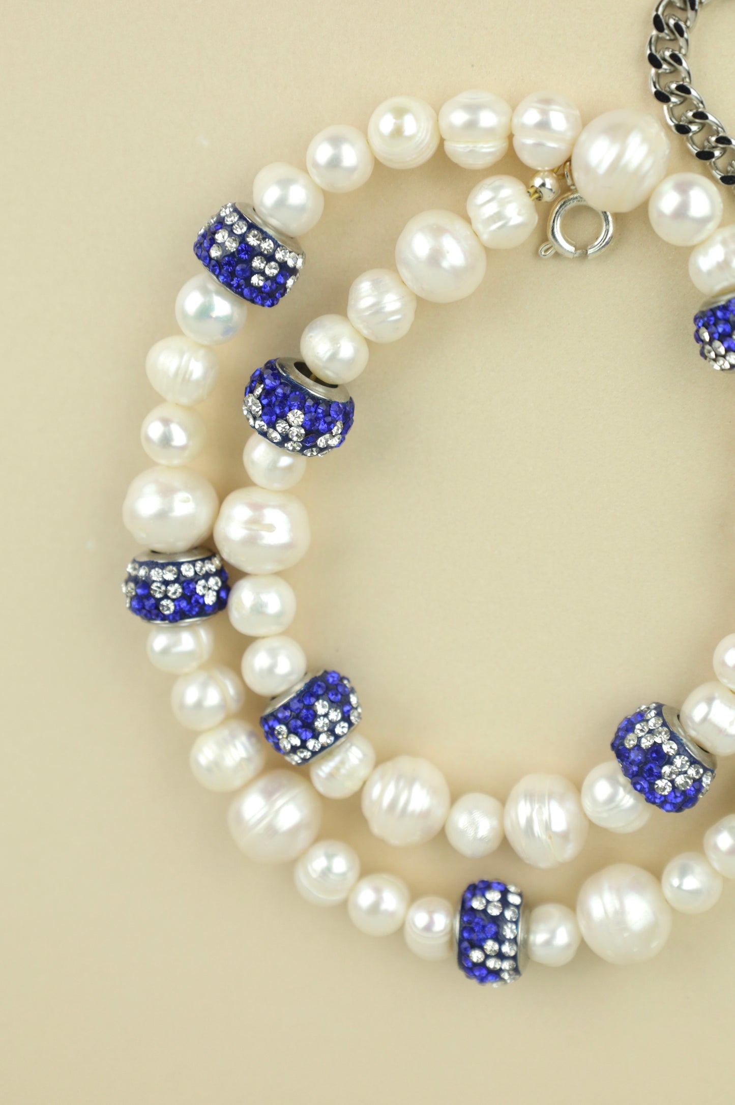 Chi pave beaded pearl necklace