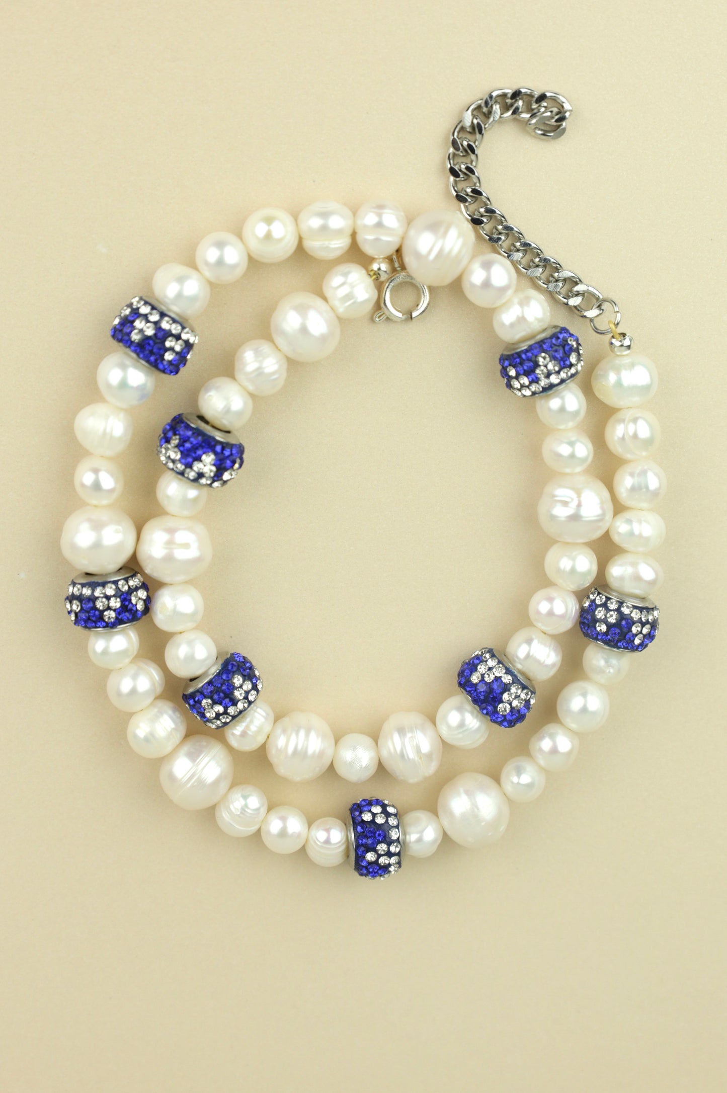 Chi pave beaded pearl necklace