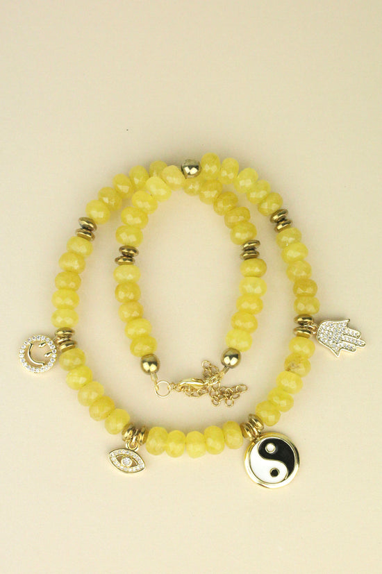 DeSoto Citrine beaded charm necklace