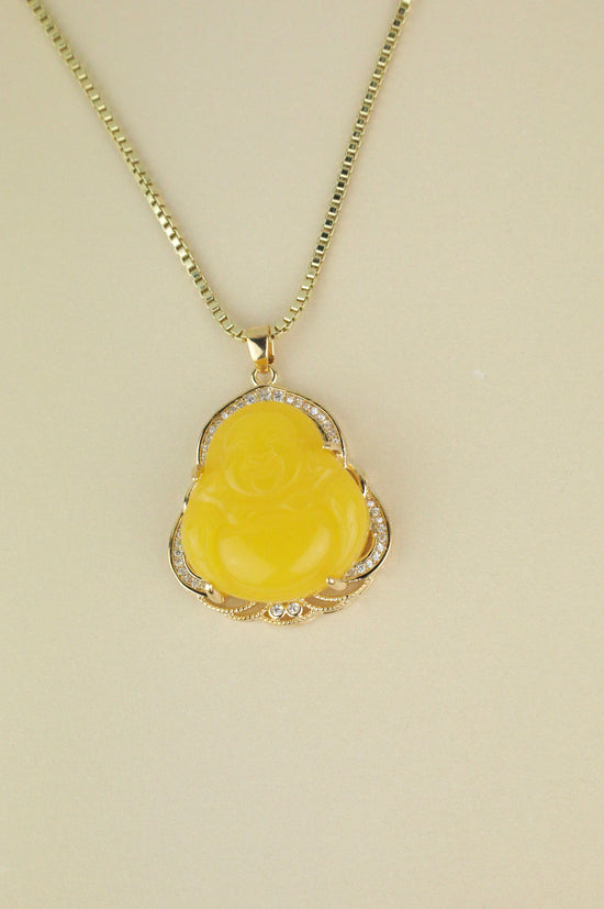 Load image into Gallery viewer, Yellow Buddha necklace in gold
