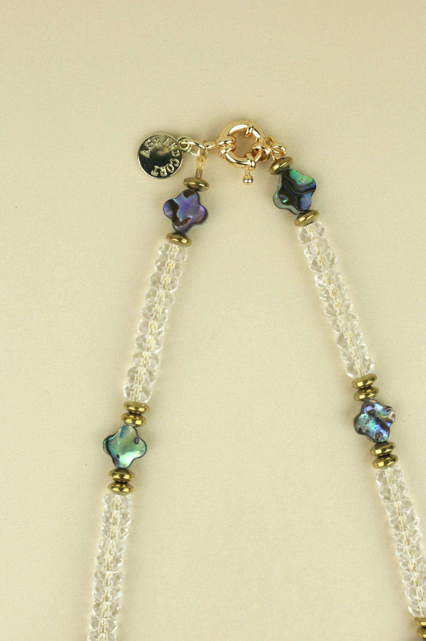 Clear Quartz Abalone Beaded Necklace