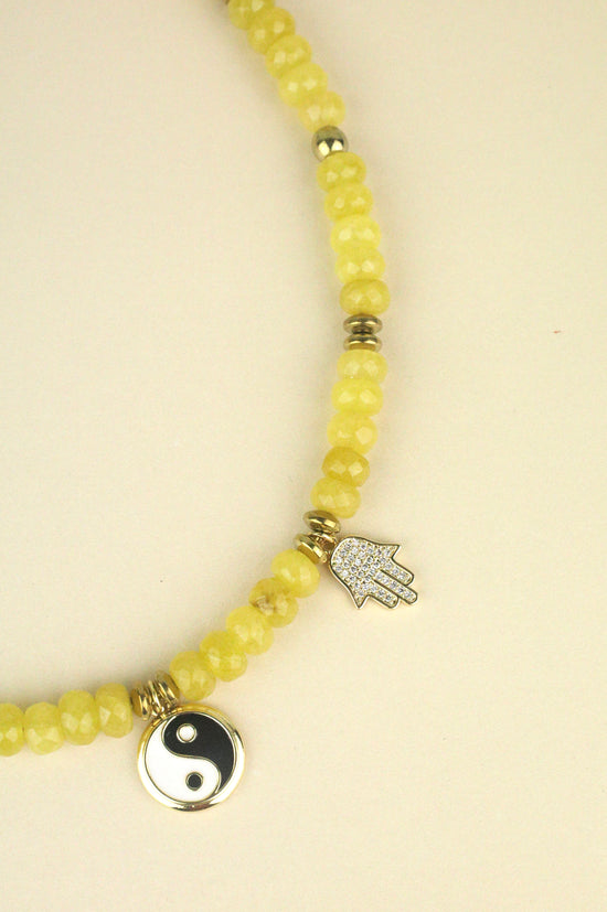 DeSoto Citrine beaded charm necklace