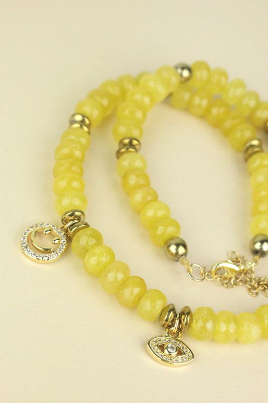 DeSoto Citrine beaded charm necklace