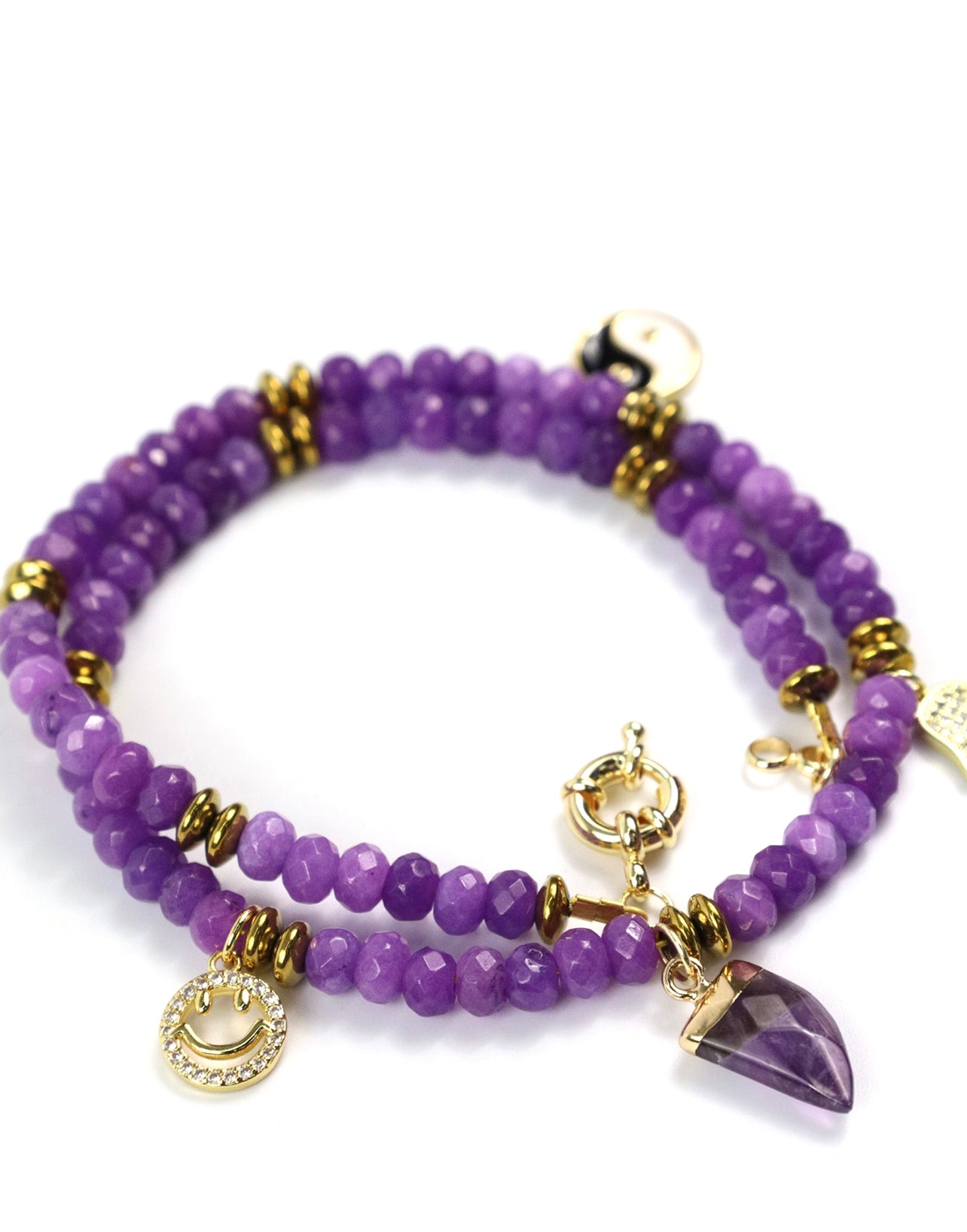 Deep Amethyst Beaded Charm Necklace