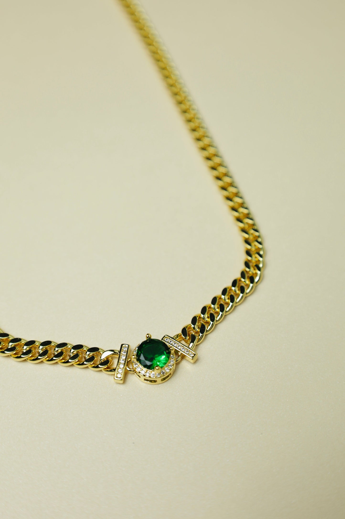 Emerald Green Cuban Link necklace