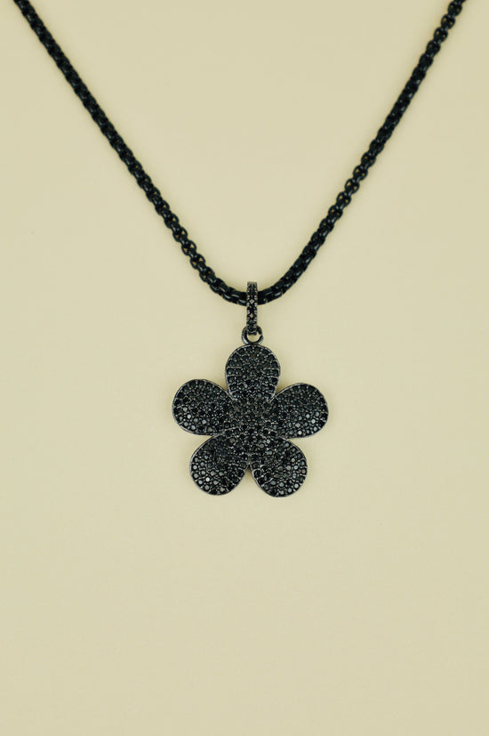 Bloom flower Necklace in Black