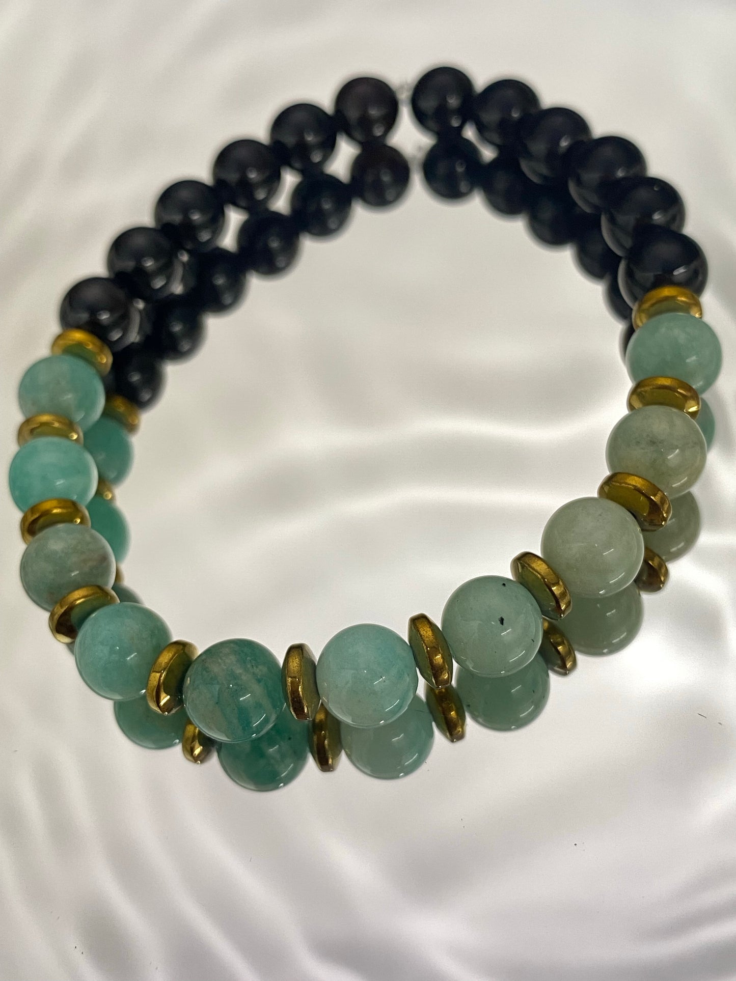 Aquamarine Beaded Crystal Bracelet