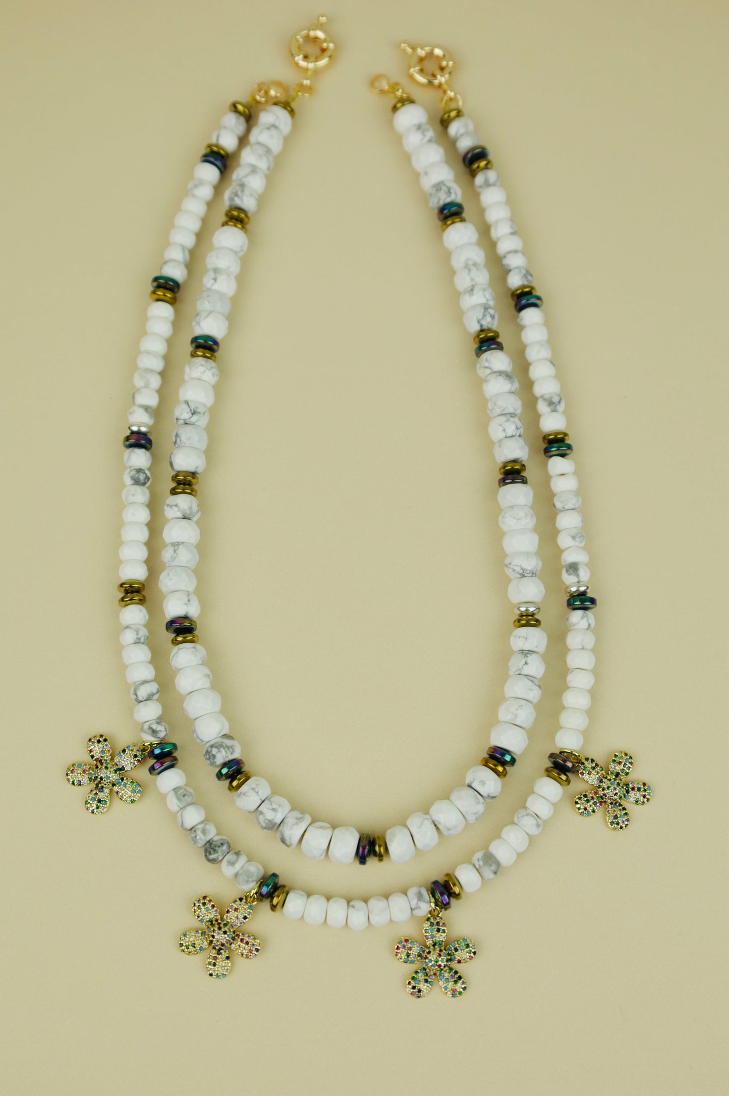 Howlite Bloom Flower Beaded Set