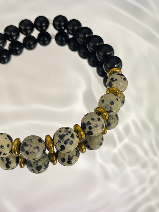 Buy Dalmatian Jasper Bracelet, 10 Mm Round Beads, Stretchy Animal  Communication, Service to Others Online in India - Etsy