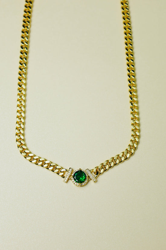 Emerald Green Cuban Link necklace