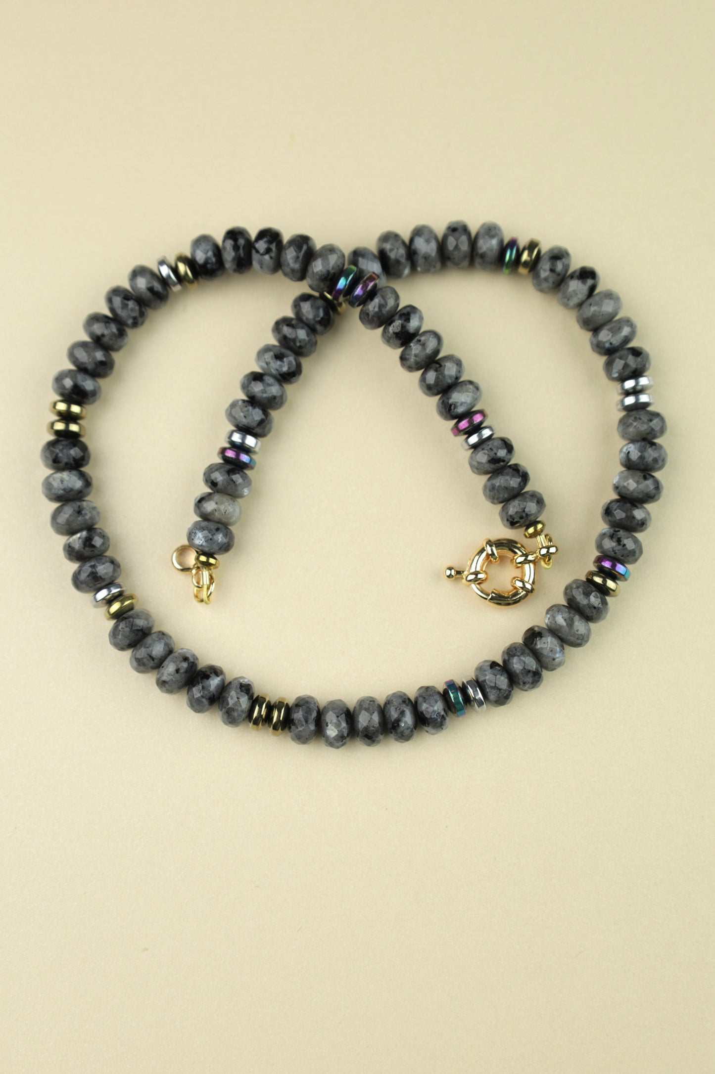 Black Labradorite Beaded Necklace