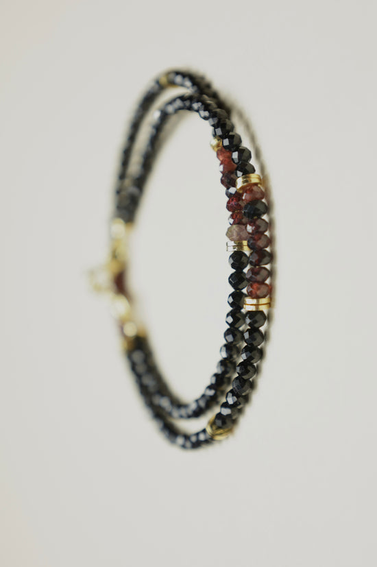 Ruby and Obsidian beaded necklace