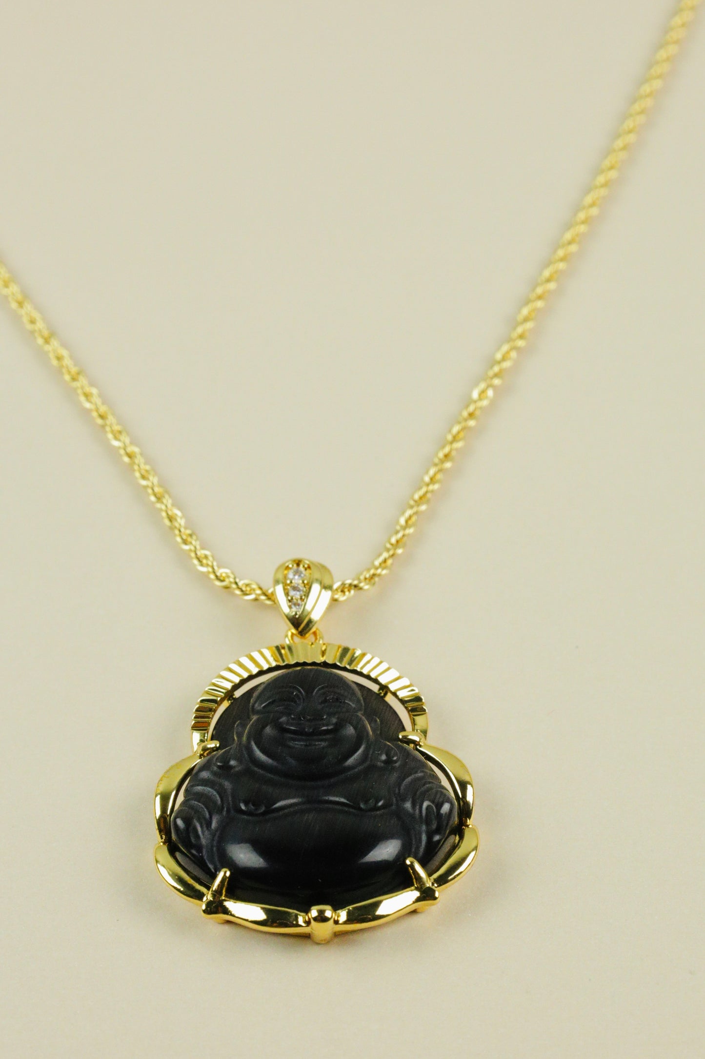 Noir Buddha Necklace in gold
