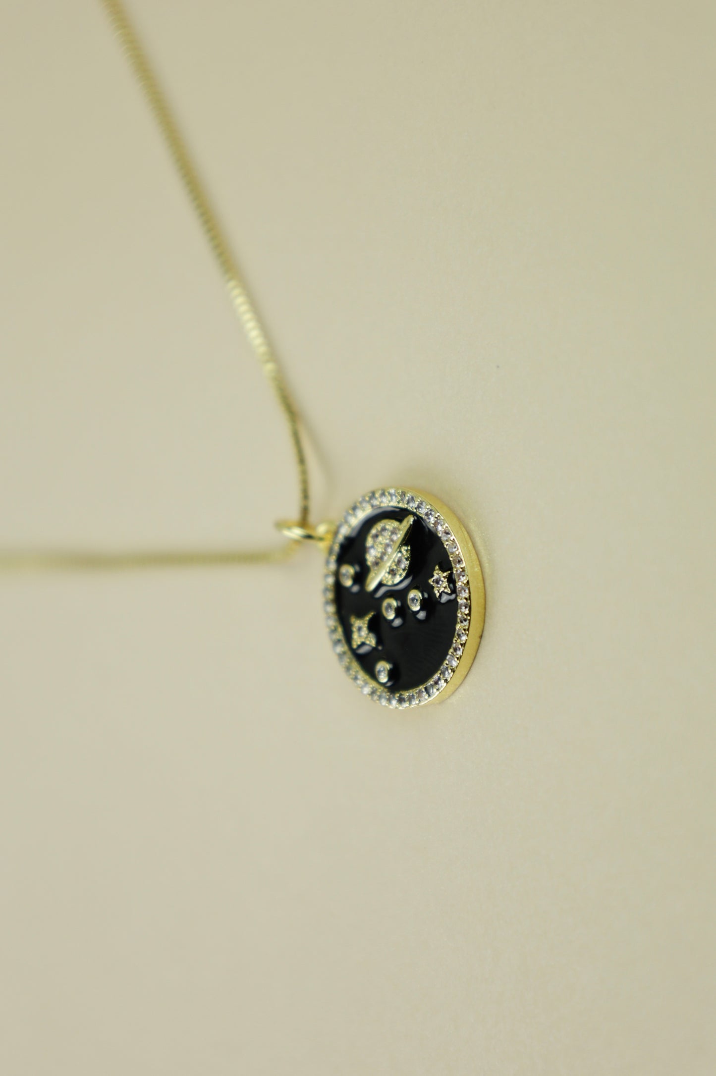 Celestial Saturn Galaxy Necklace in gold