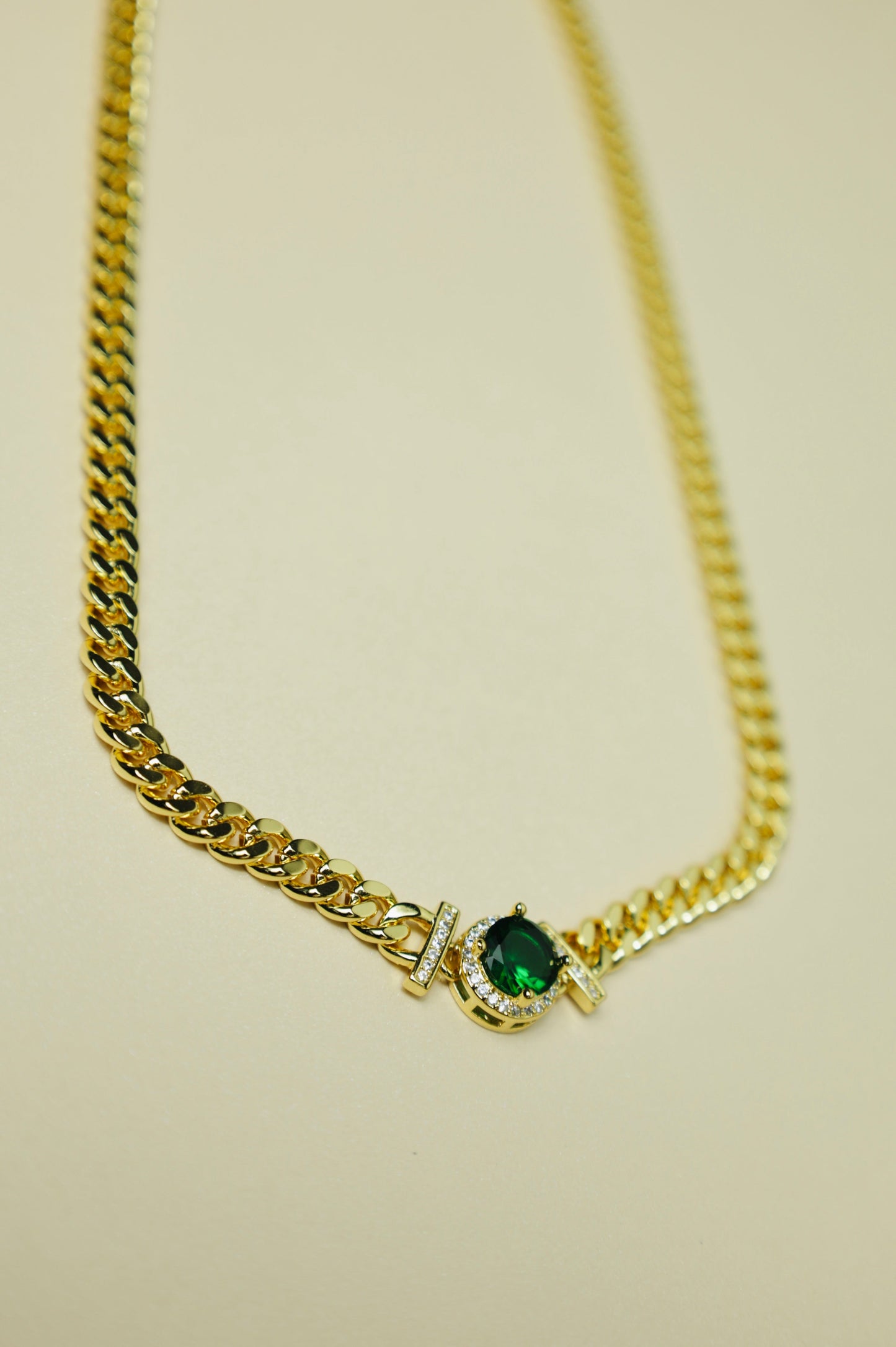 Emerald Green Cuban Link necklace