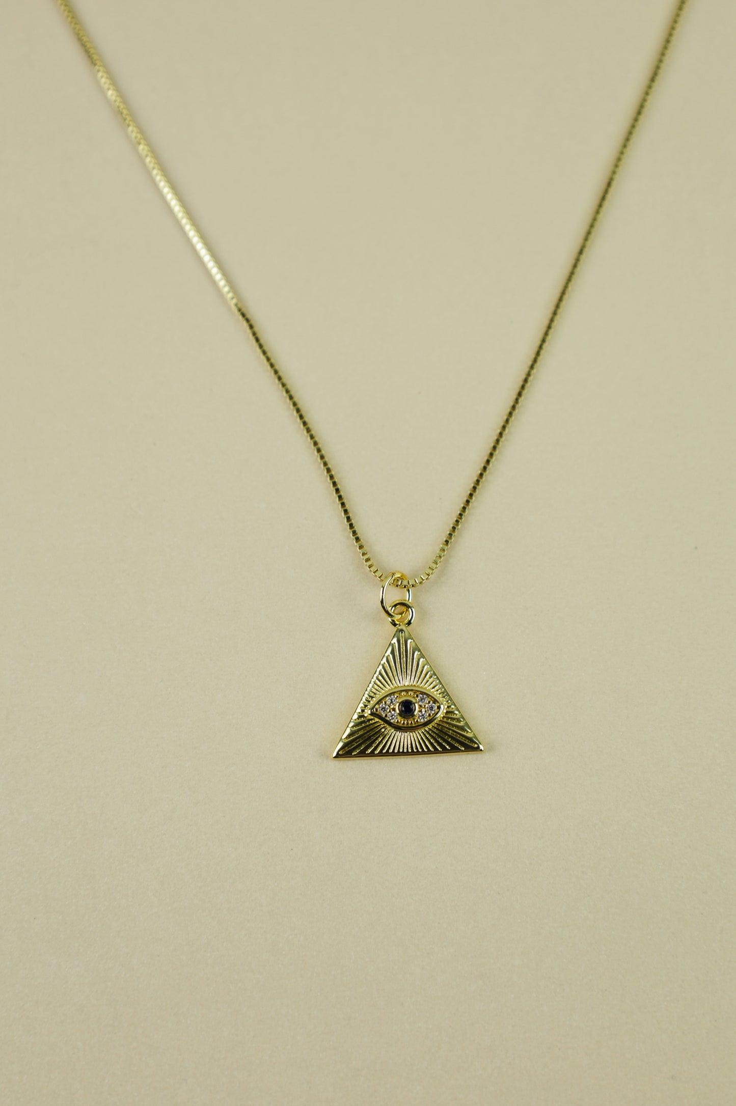 Evil Eye Pyramid necklace in gold