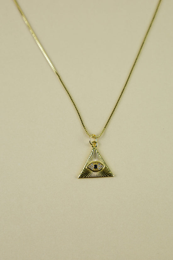 Evil Eye Pyramid necklace in gold