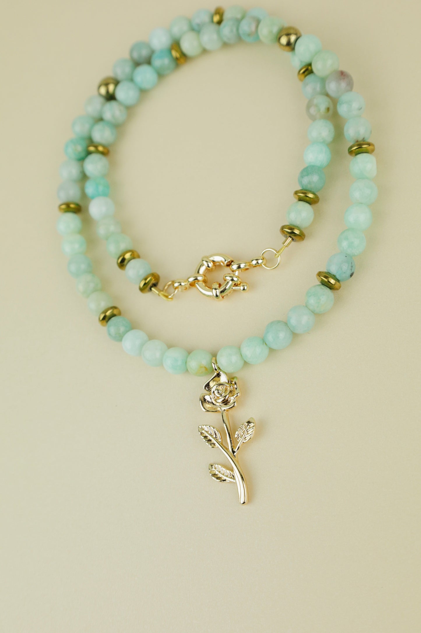 Flor Rose Chrysoprase Beaded Necklace