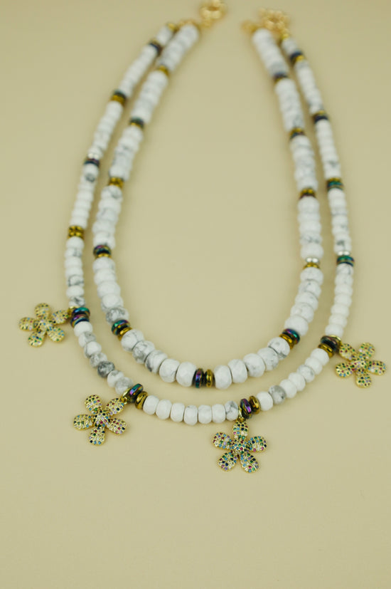 Howlite Bloom Flower Beaded Set