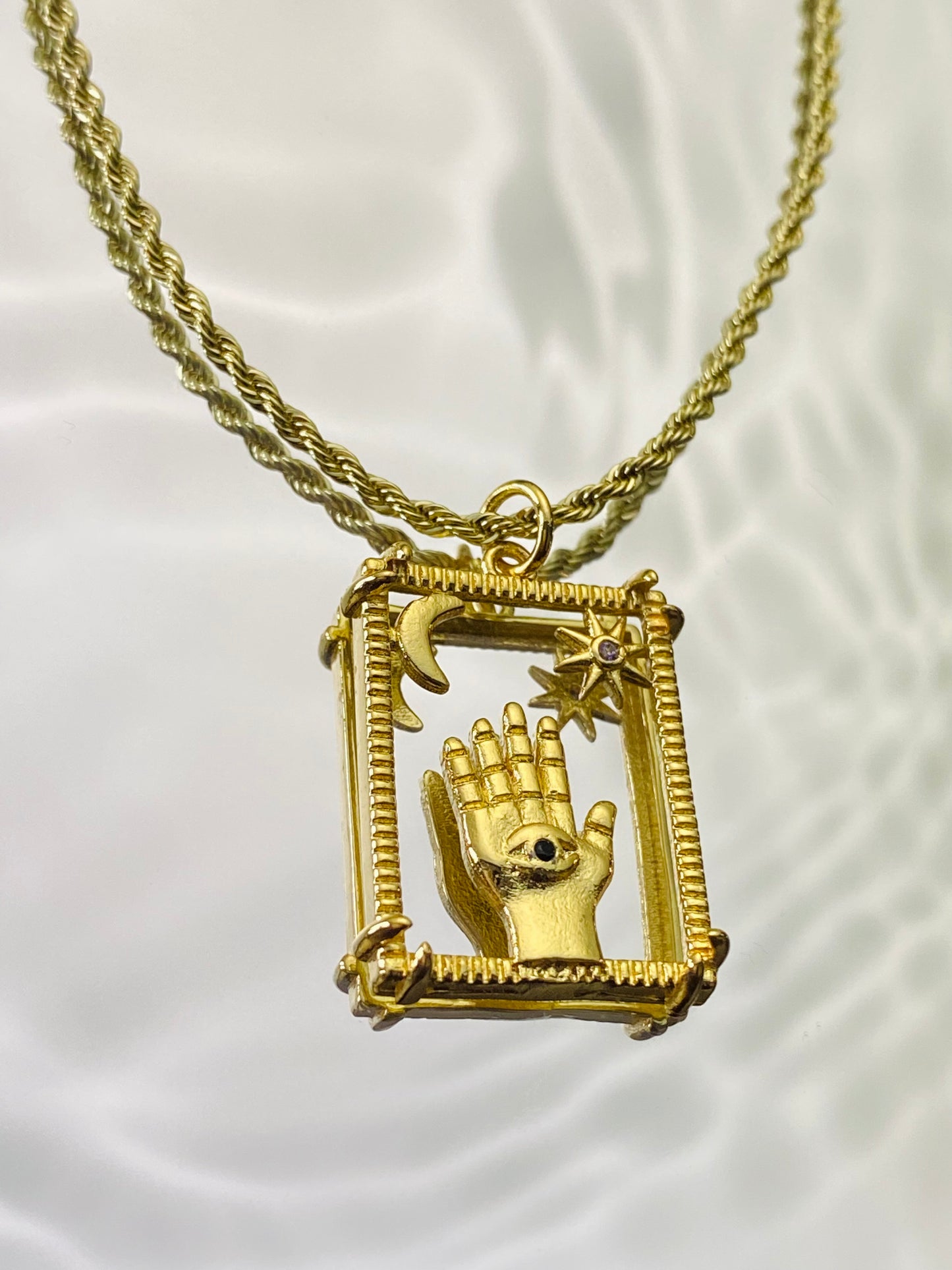 Load image into Gallery viewer, All seeing eye hand necklace
