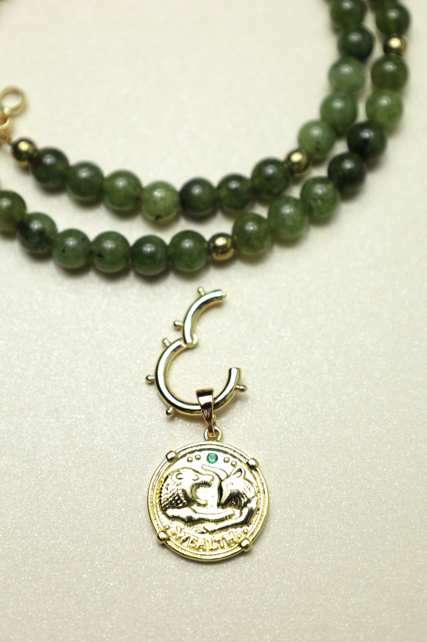 Epidote Crystal Beaded Necklace