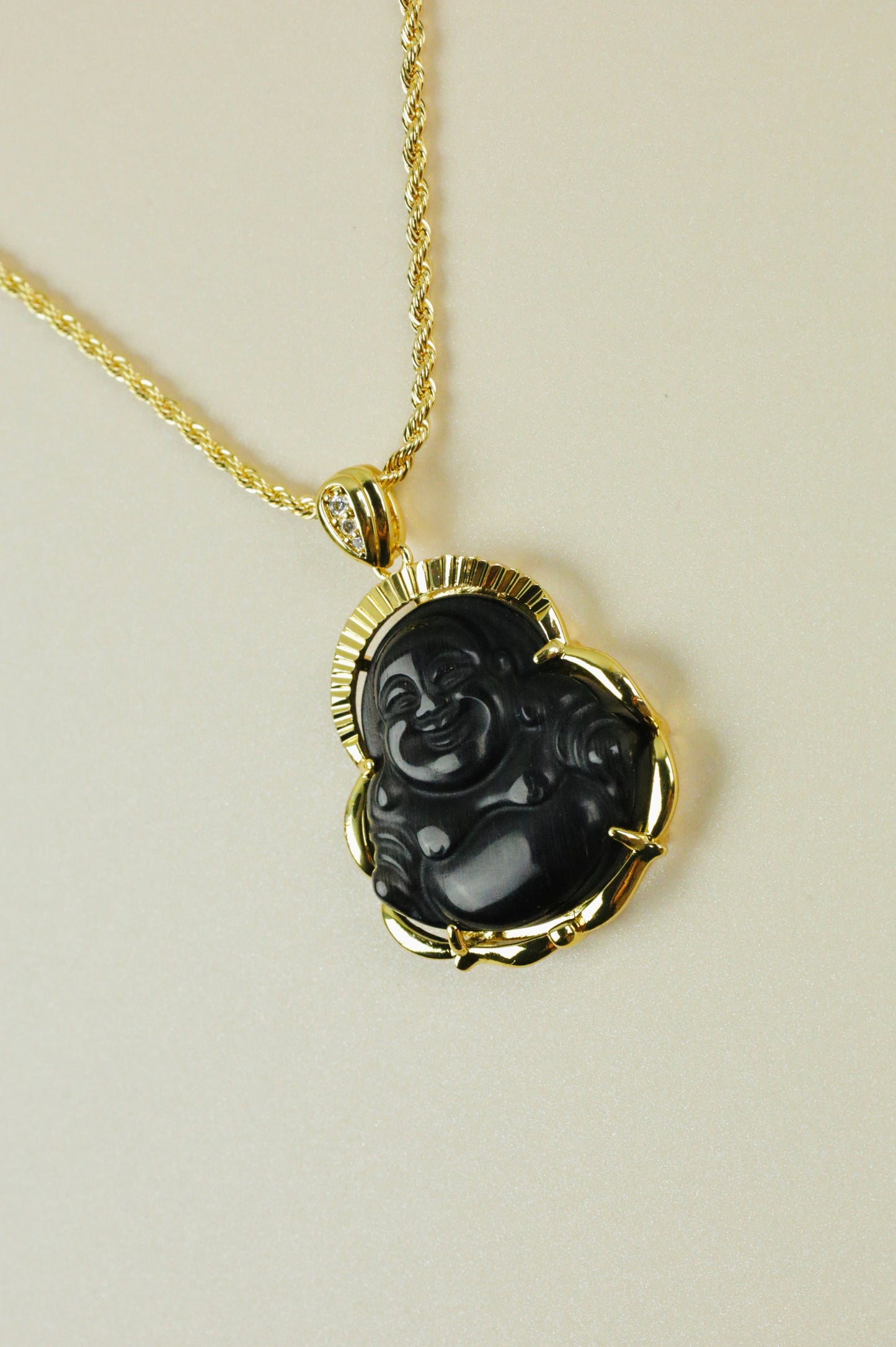 Noir Buddha Necklace in gold