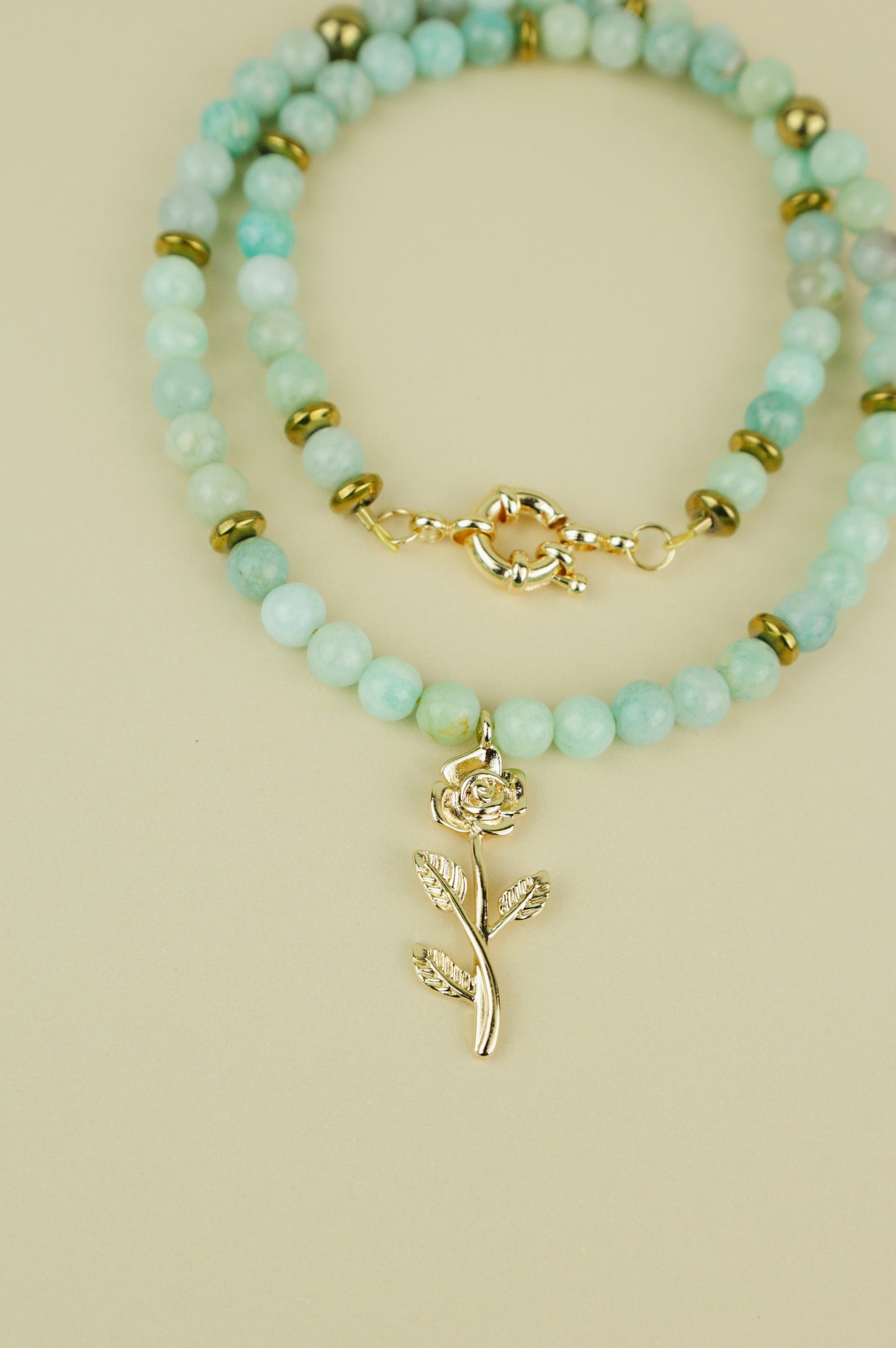Flor Rose Chrysoprase Beaded Necklace