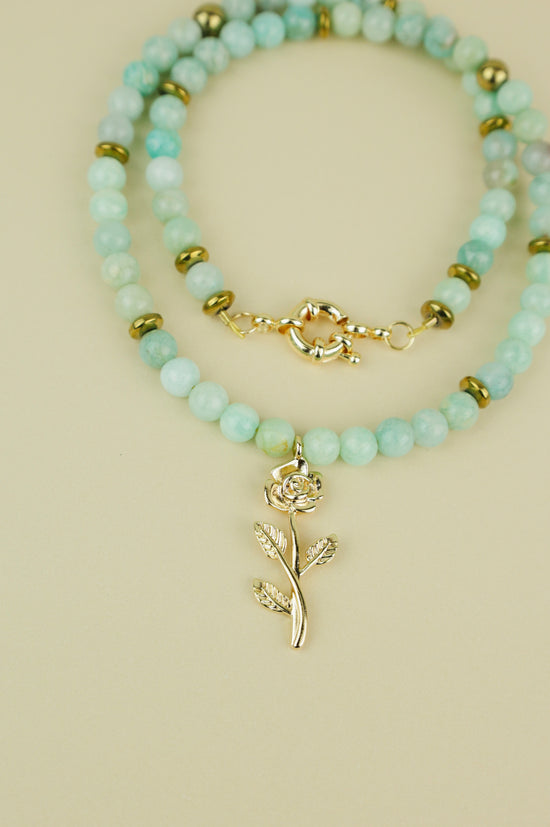 Flor Rose Chrysoprase Beaded Necklace