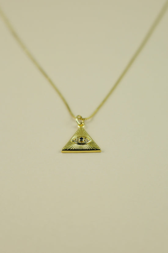 Evil Eye Pyramid necklace in gold
