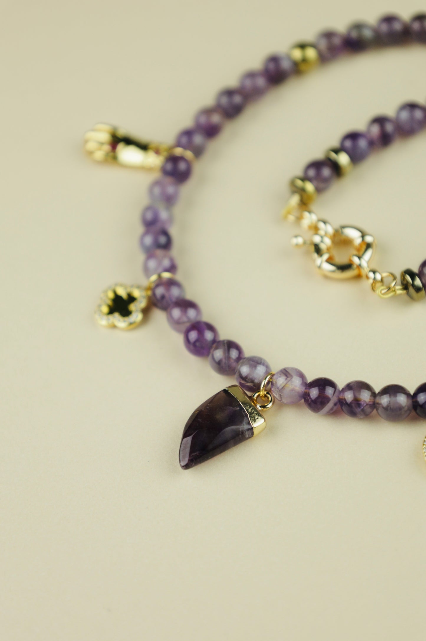 Load image into Gallery viewer, Amethyst Beaded Charm Necklace 22
