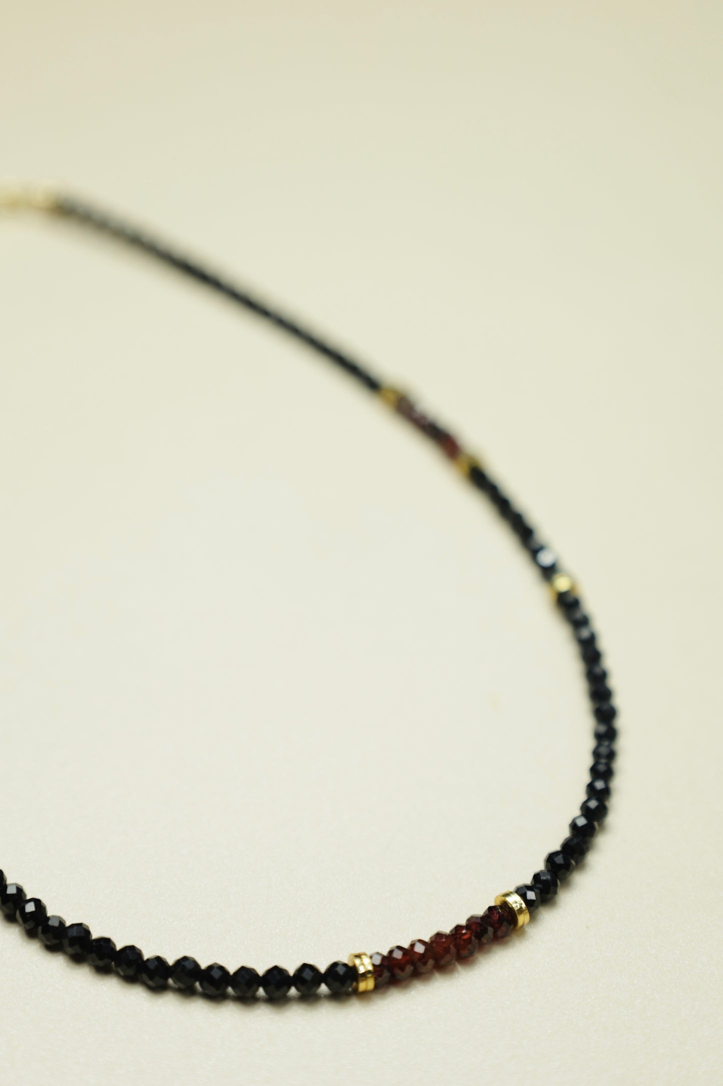 Ruby and Obsidian beaded necklace