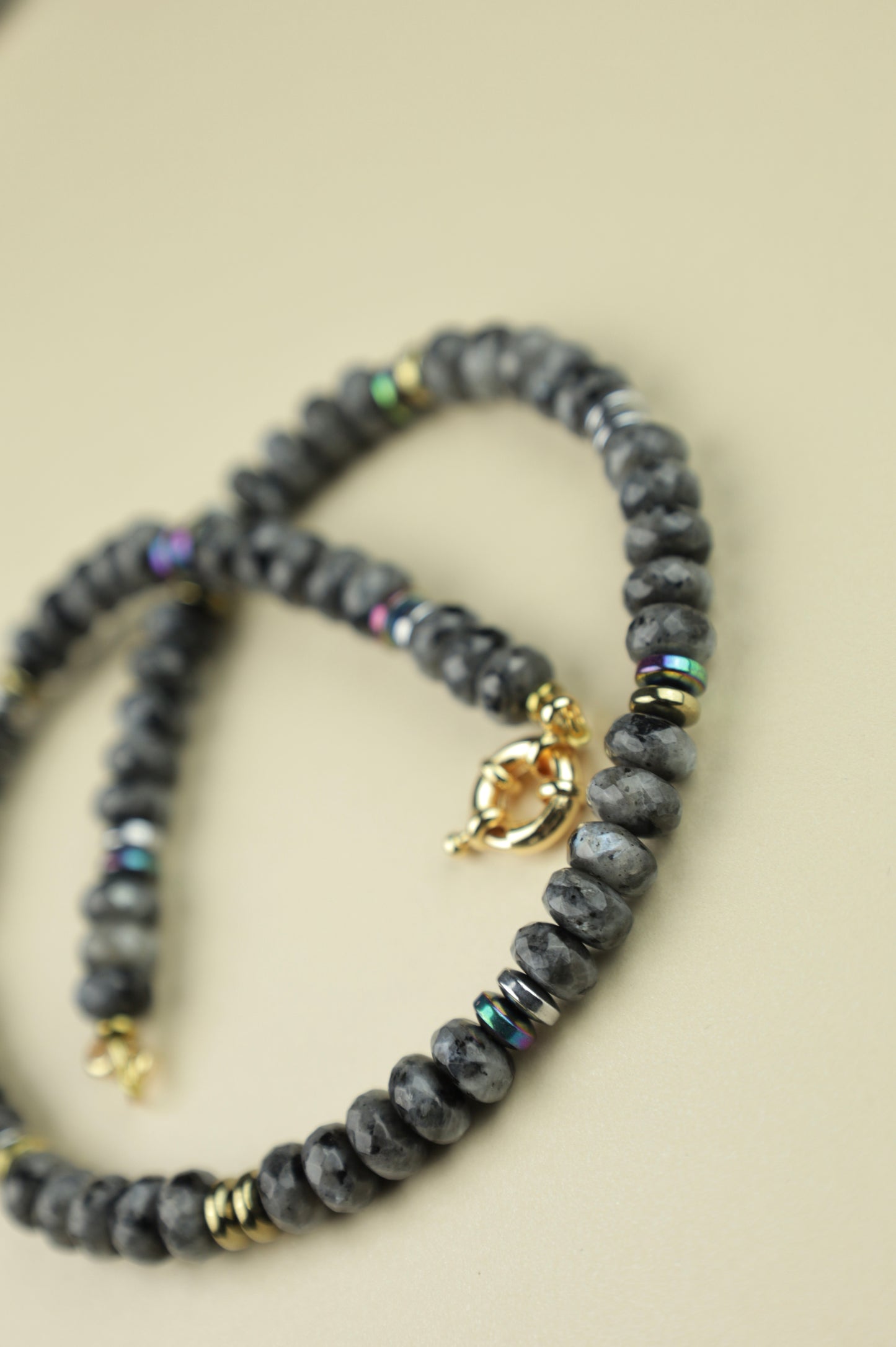 Black Labradorite Beaded Necklace